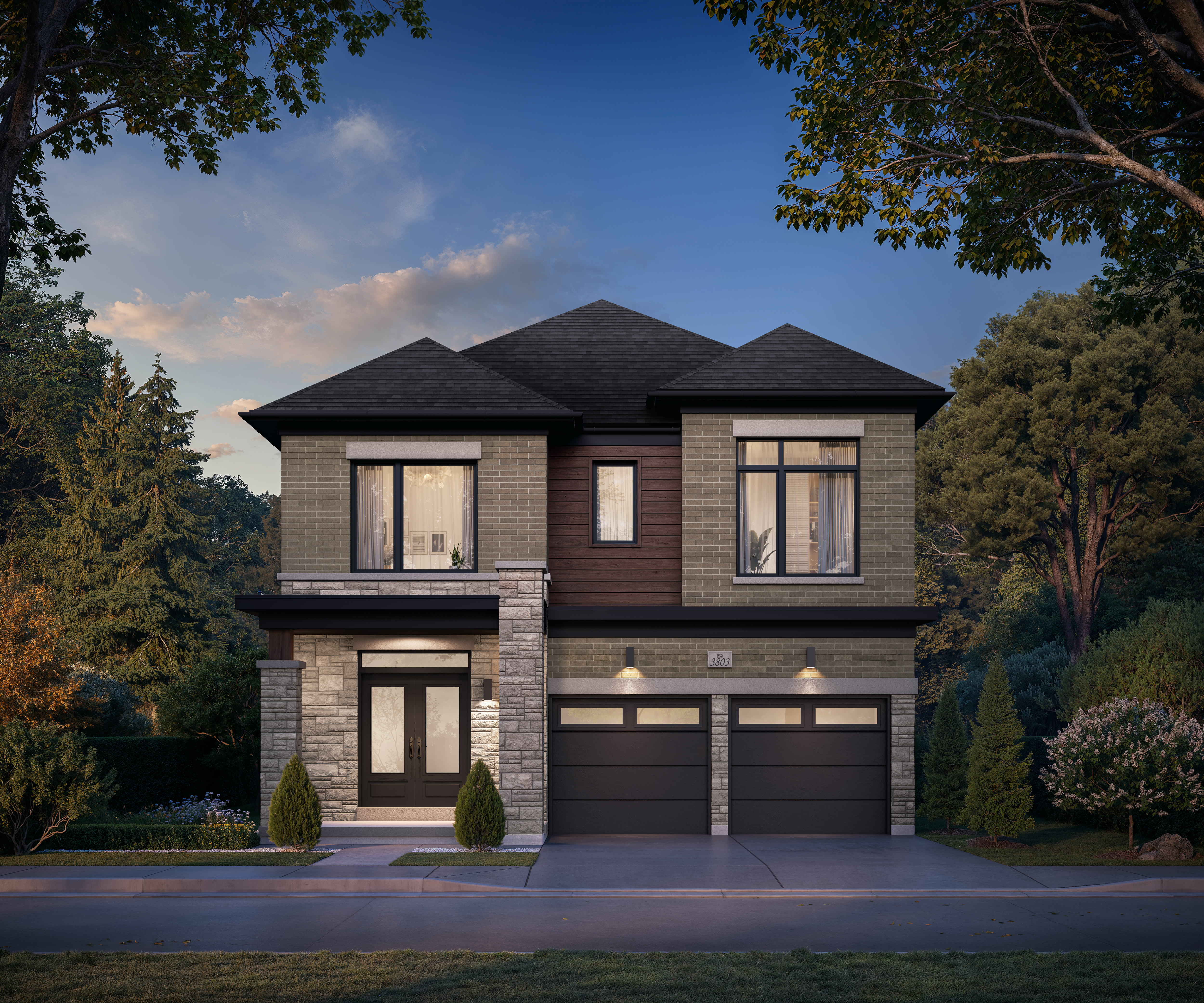 Rendering of a Rosemont Grove detached home with grand double-door entry