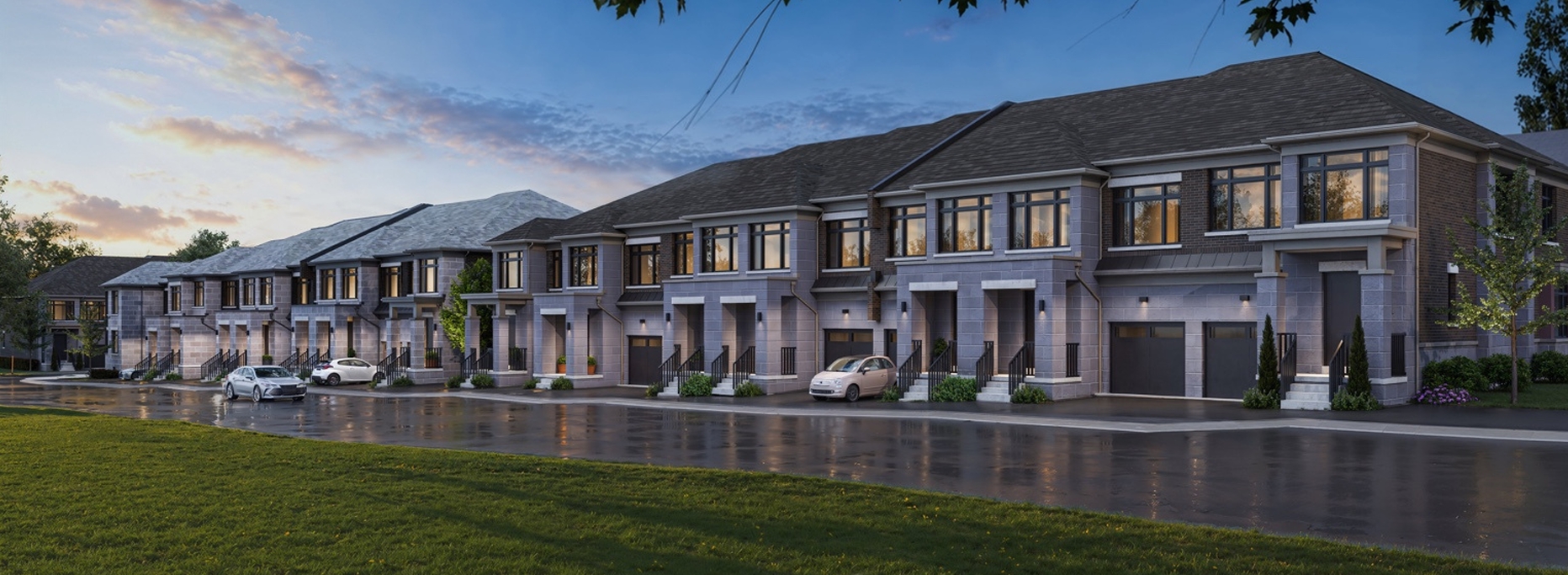 Exterior rendering of Kingshaven townhome elevation