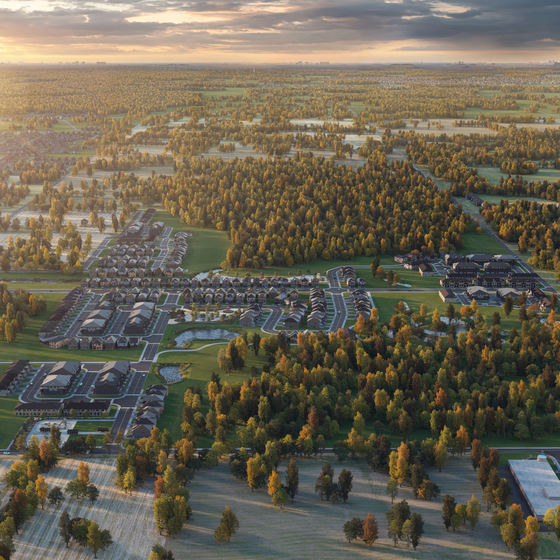 Aerial view of Welland and the surrounding Niagara landscape
