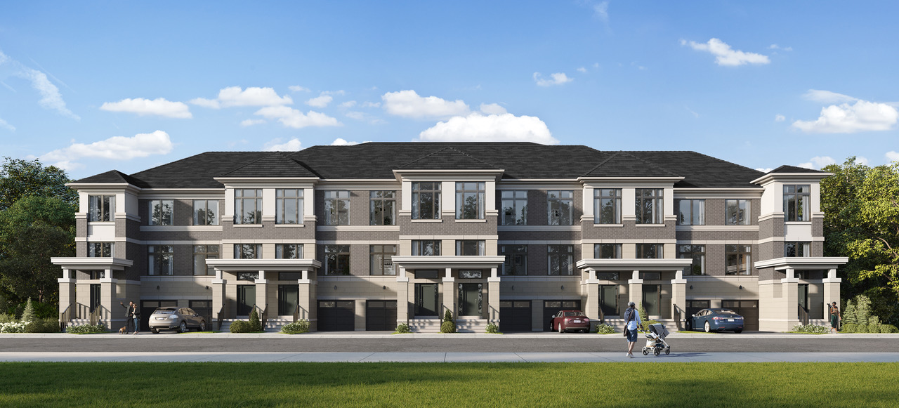 Artist's concept of an Ivylea townhome streetscape