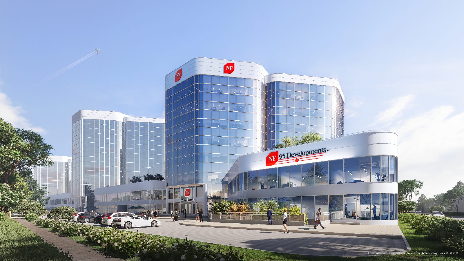 Artist's rendering of 95 Corporate Centre, a glass-clad 8-storey office condominium at 105 Gordon Baker Road, North York