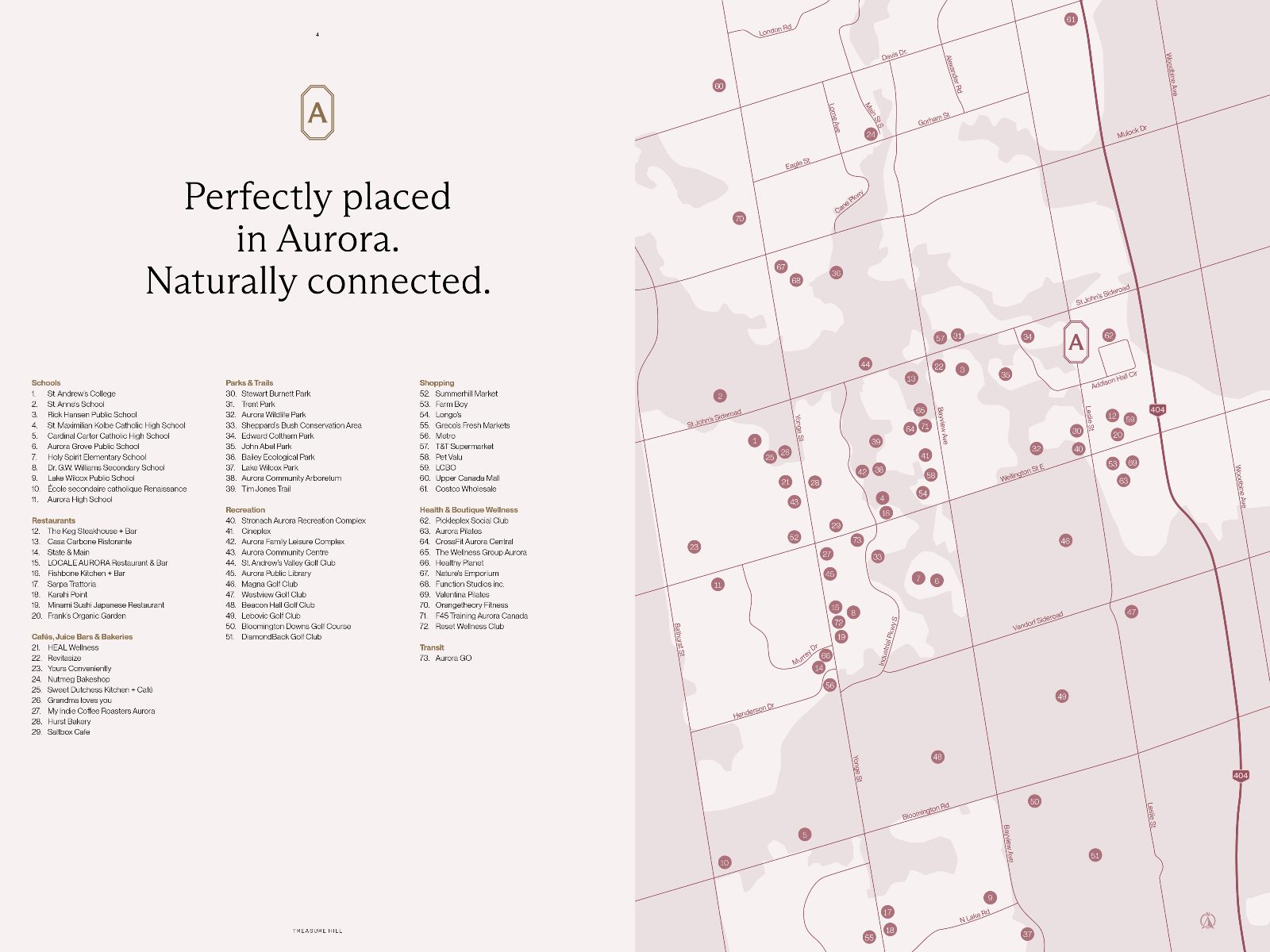 Map of Aurora amenities surrounding the Avella community