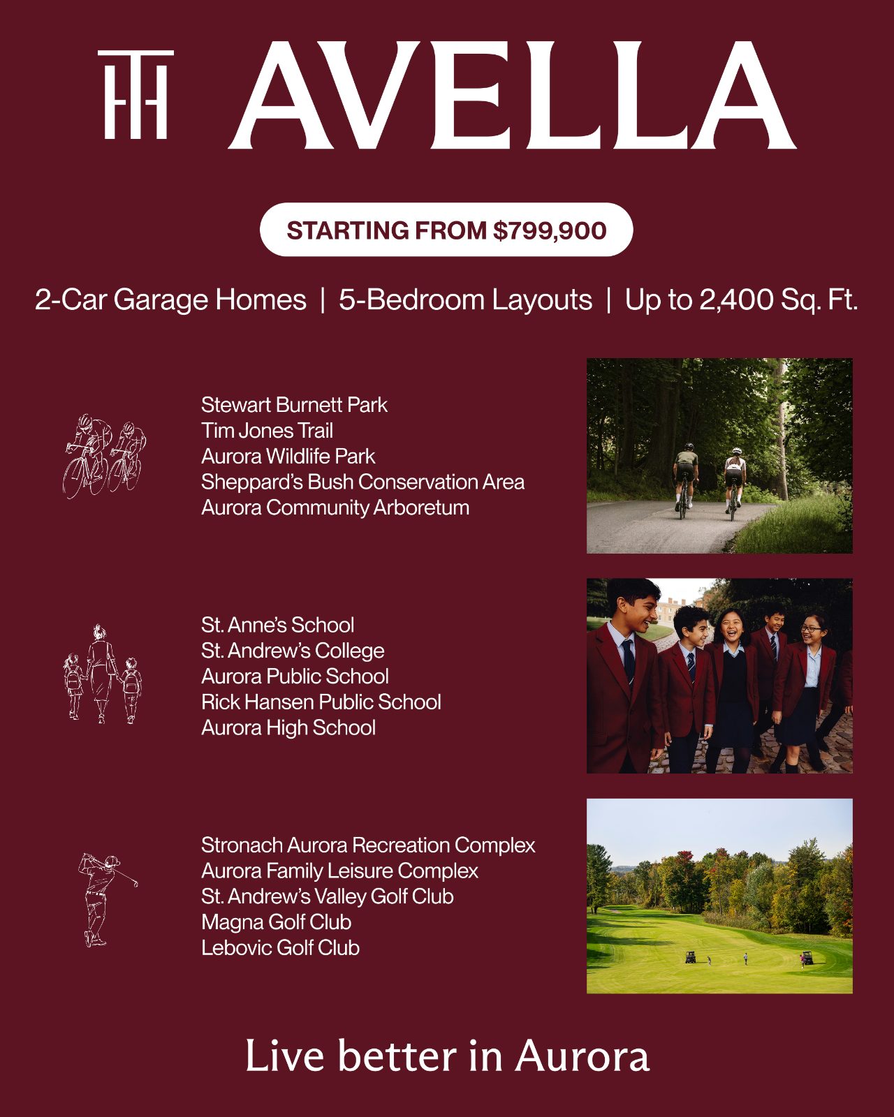 Avella by Treasure Hill — Aurora lifestyle highlights including parks, schools and golf