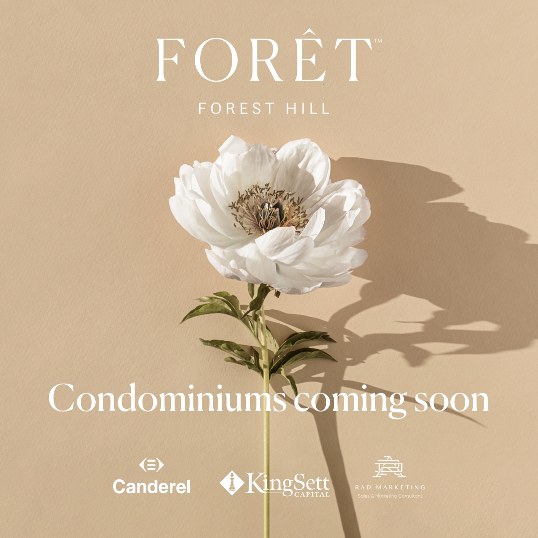 Forêt Forest Hill brand artwork featuring a white peony on a warm sand background
