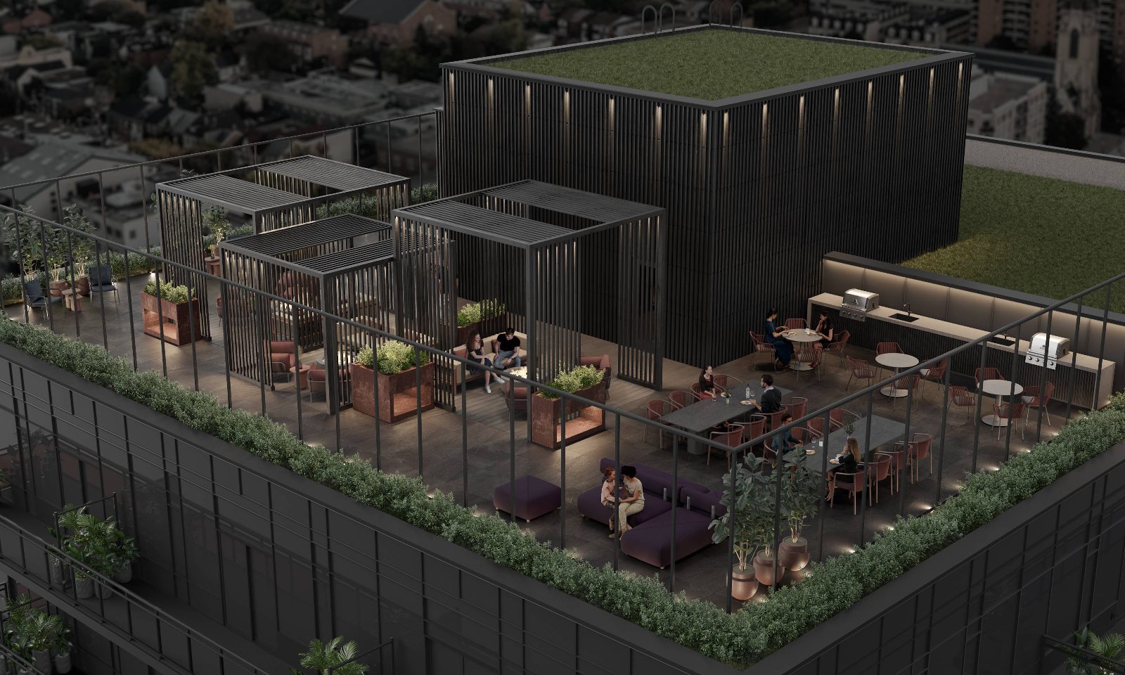 Rendering of the Reside on Richmond rooftop terrace