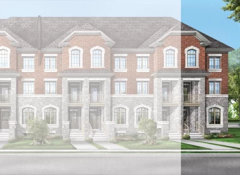 Artist's concept of the Siena 6E rear-lane townhome, Elevation 2