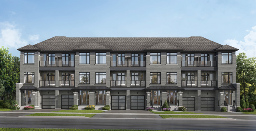 Three-storey traditional townhome rendering
