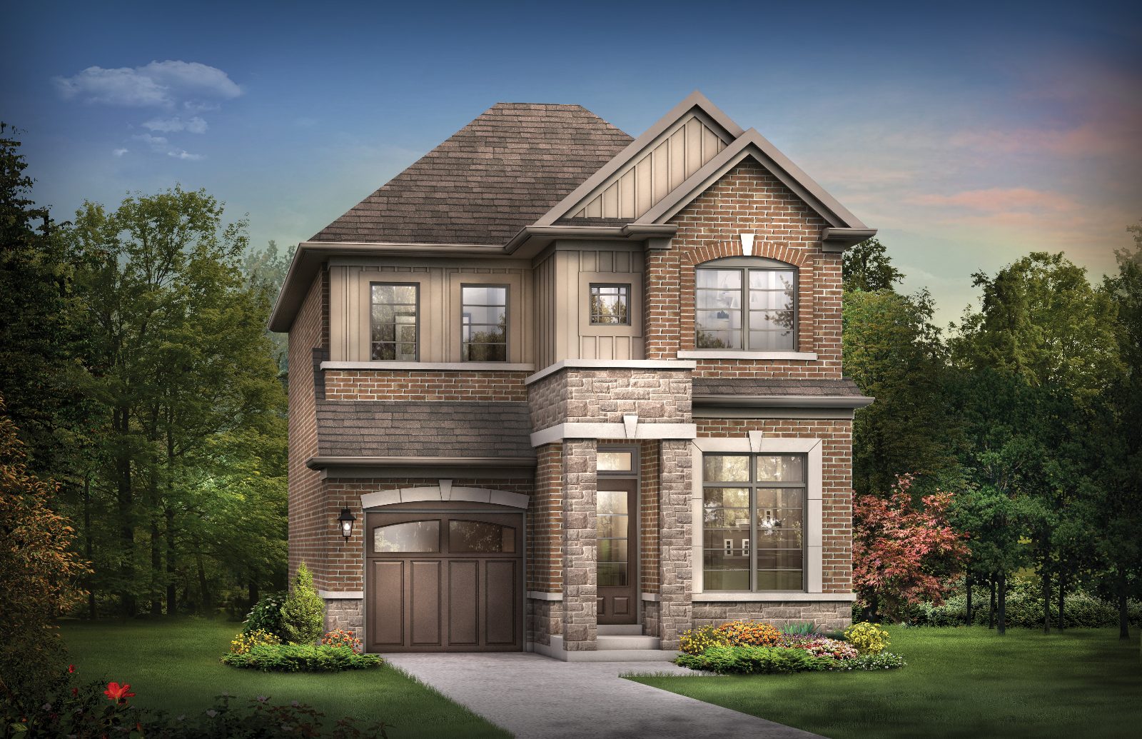 Artist's rendering of a 30-foot detached home exterior at Trails of Whitevale, Pickering