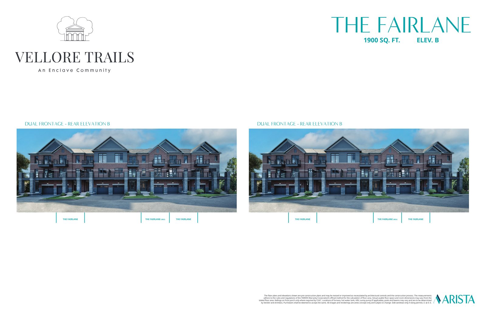 Vellore Trails Dual Frontage townhome plan