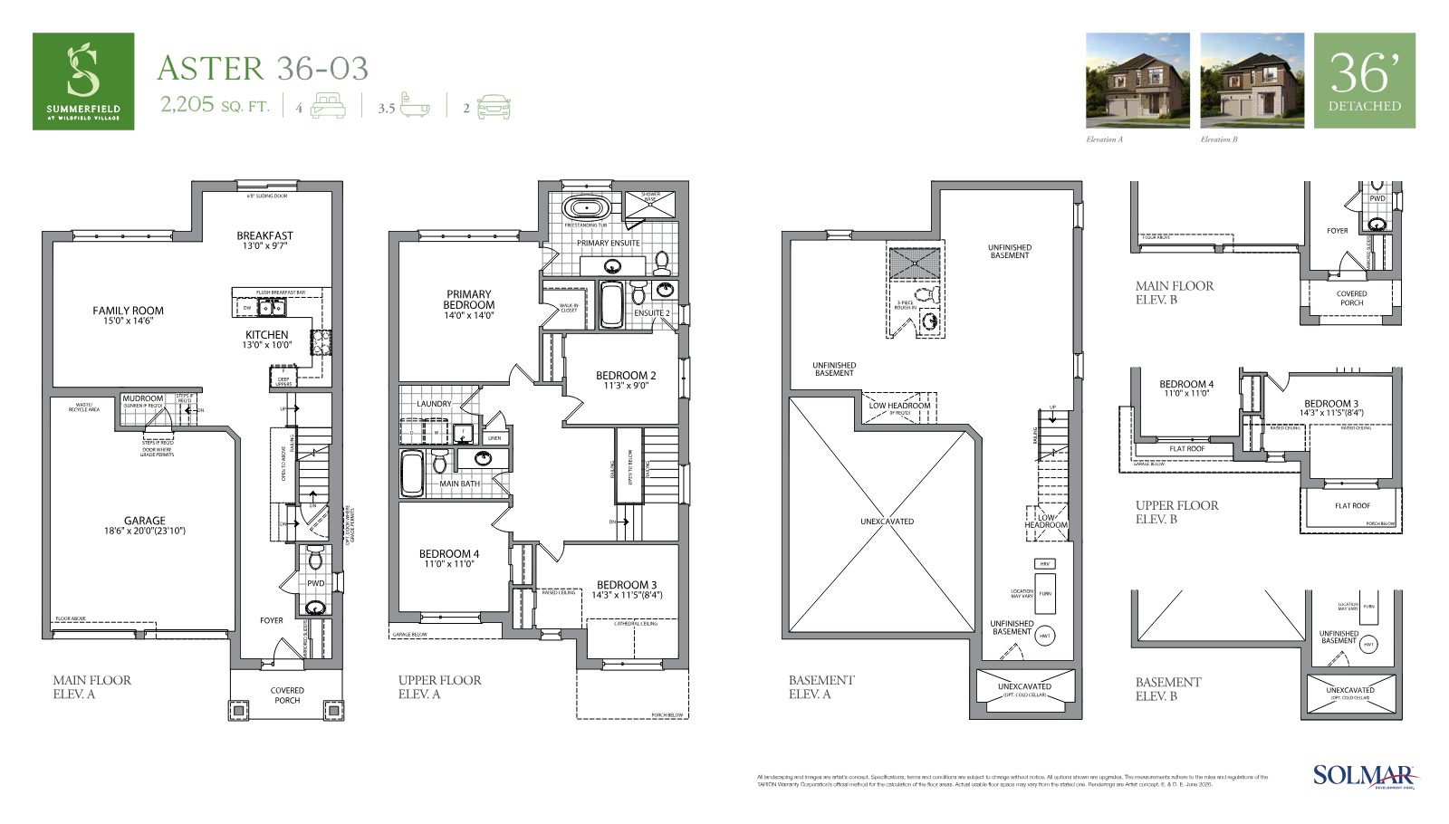 Aster 36-03 floor plan, 36 foot detached home