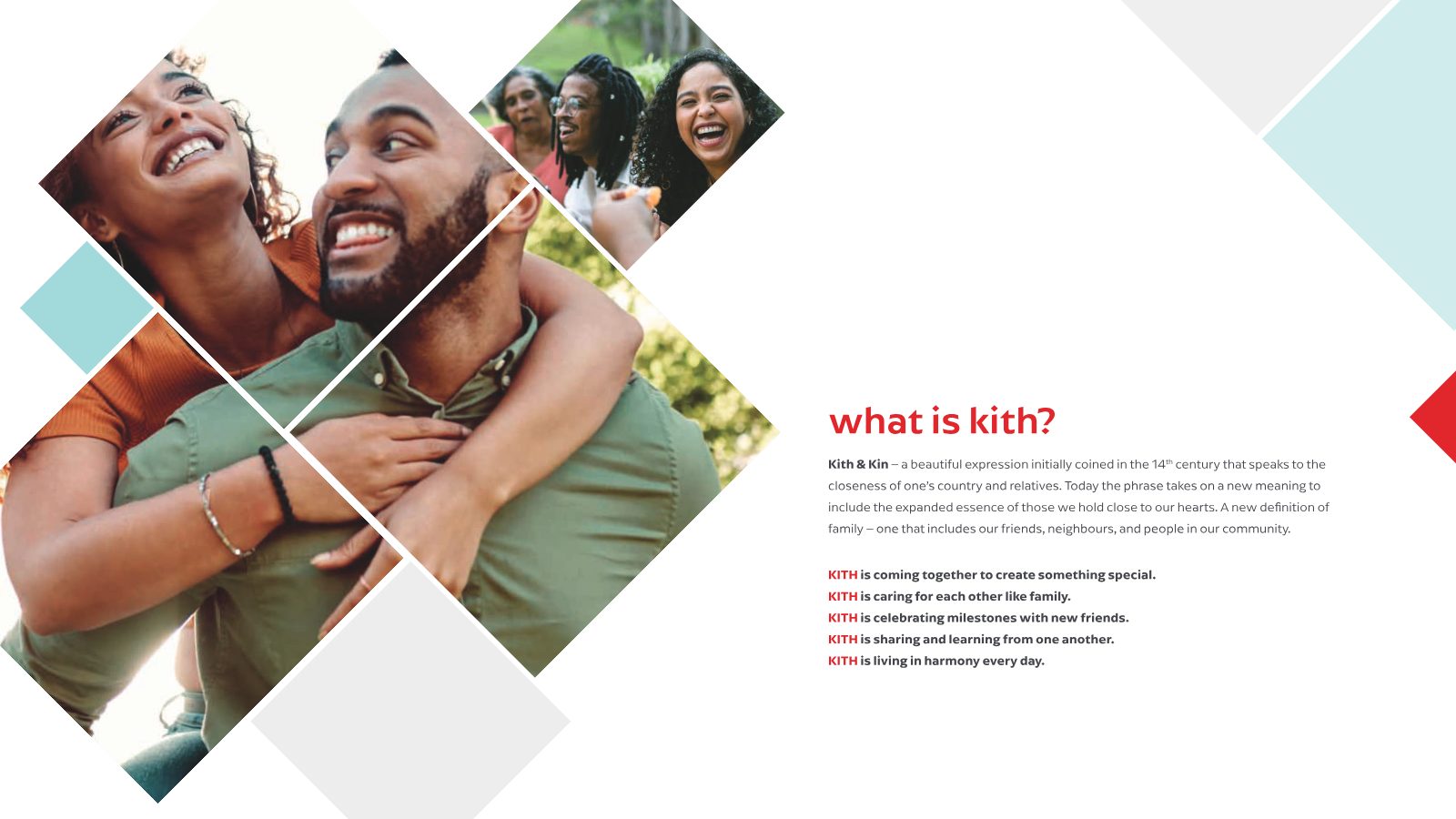Friends and family laughing together, illustrating The Kith community spirit