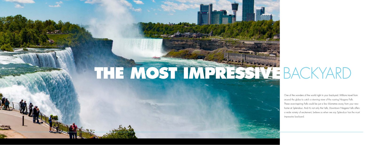 Niagara Falls with mist and the Fallsview skyline — The Most Impressive Backyard