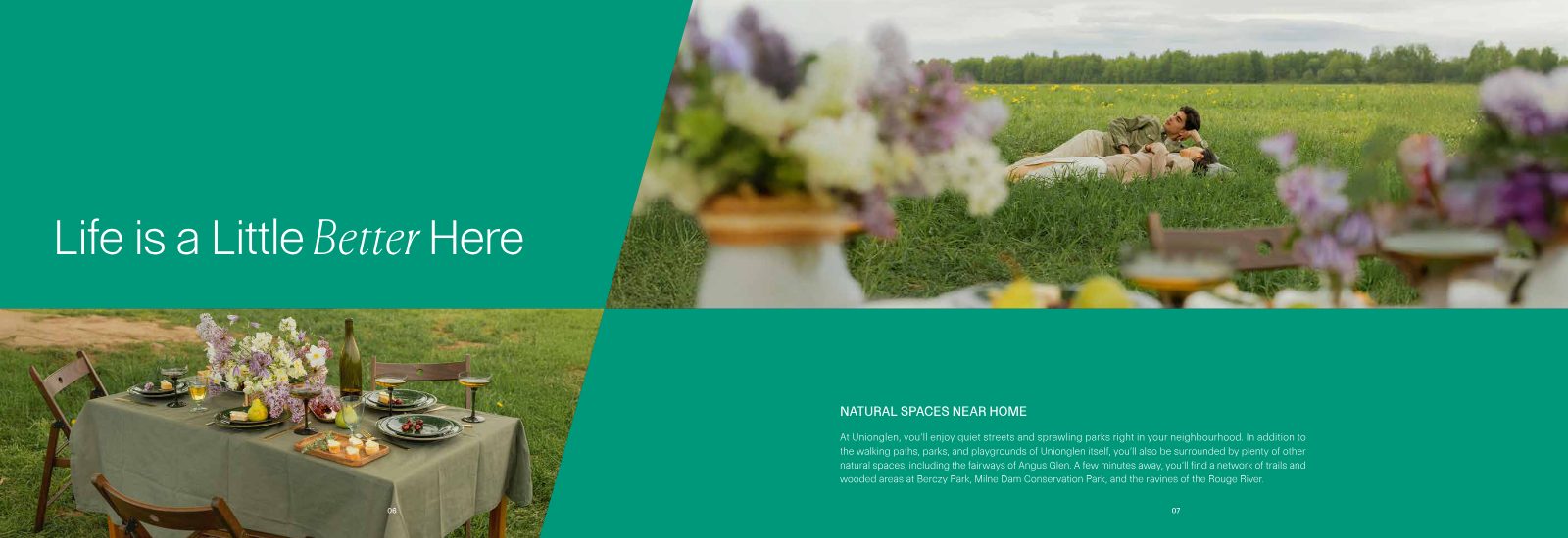 Couple relaxing in an open meadow with an outdoor picnic table — Life is a Little Better Here