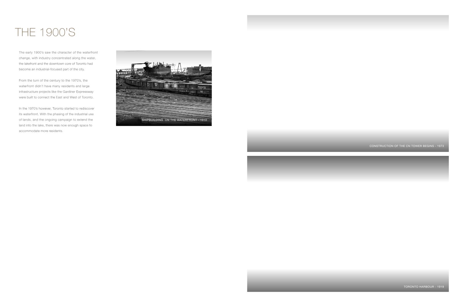 Historic Toronto waterfront imagery honouring the site's rich foundation