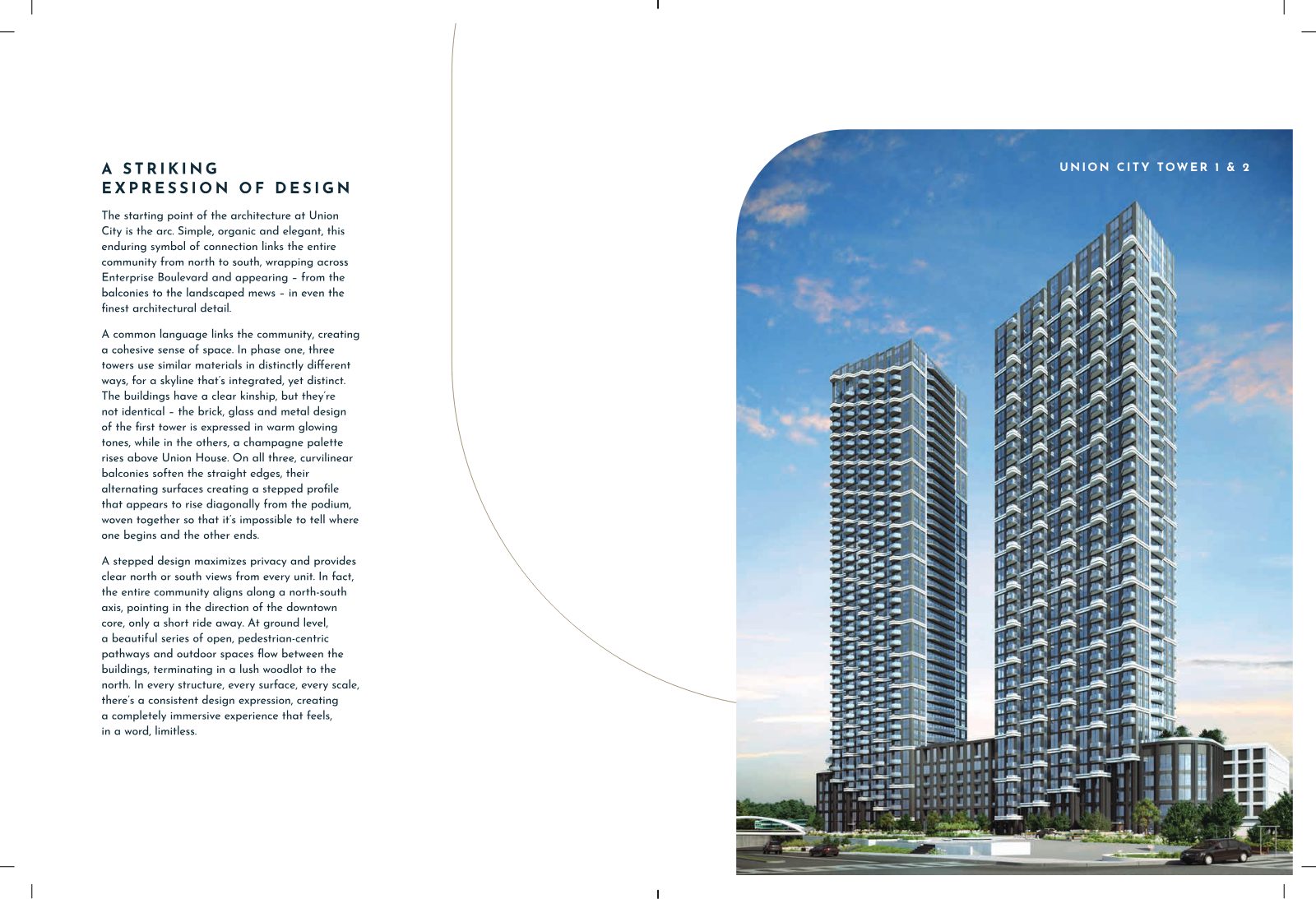 Rendering of Union City Tower 1 and 2 architecture