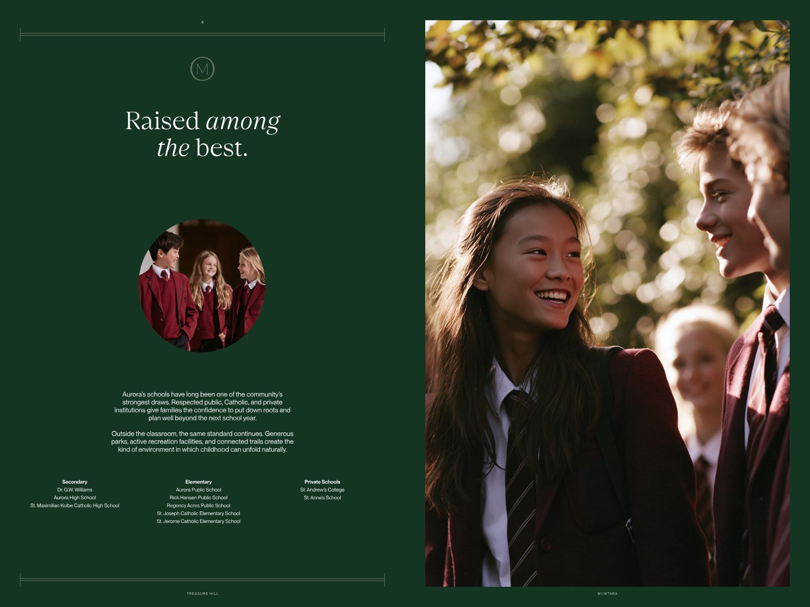 Students in school uniforms smiling outdoors — Aurora's respected schools