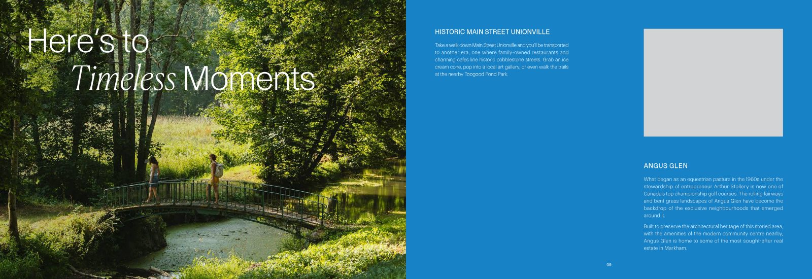 Here's to Timeless Moments — Toogood Pond footbridge, Main Street Unionville and Angus Glen Golf Club