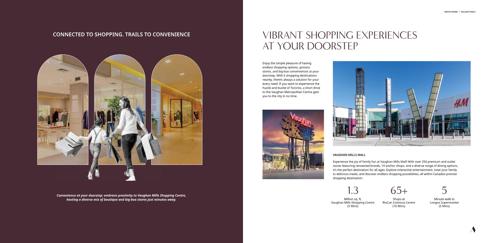 Family shopping and the Vaughan Mills Mall exterior and sign