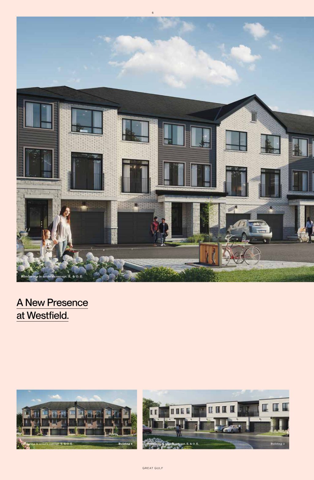 Reva at Westfield townhome streetscape rendering