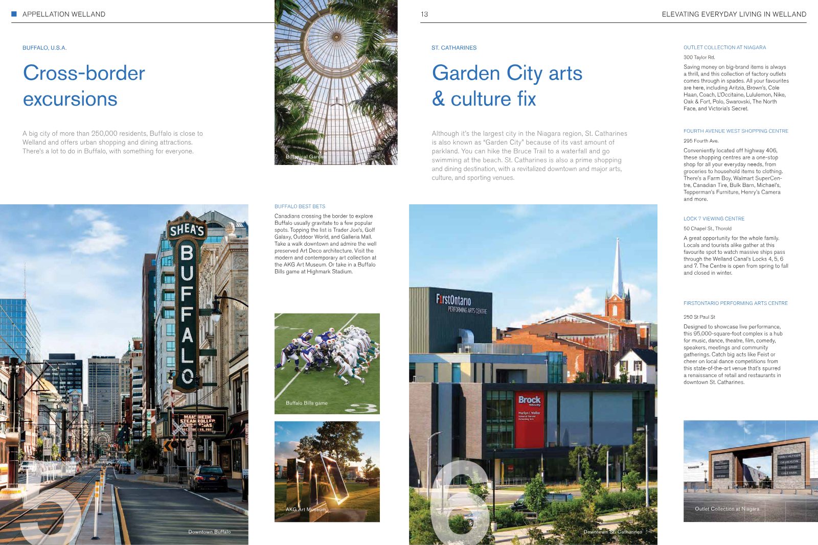 Downtown Buffalo and downtown St. Catharines with the FirstOntario Performing Arts Centre
