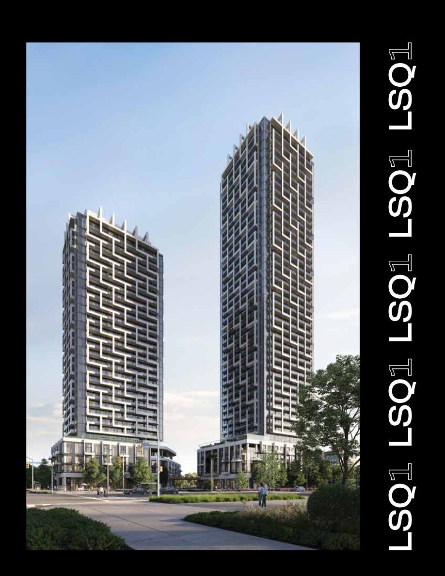 LSQ1 twin condominium towers rendering at street level