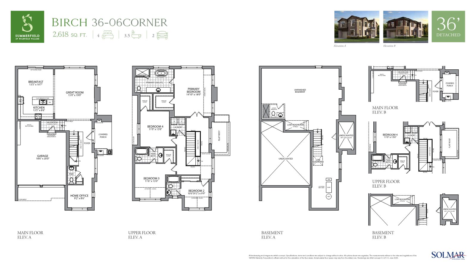 Birch 36-06 corner floor plan, 36 foot detached home
