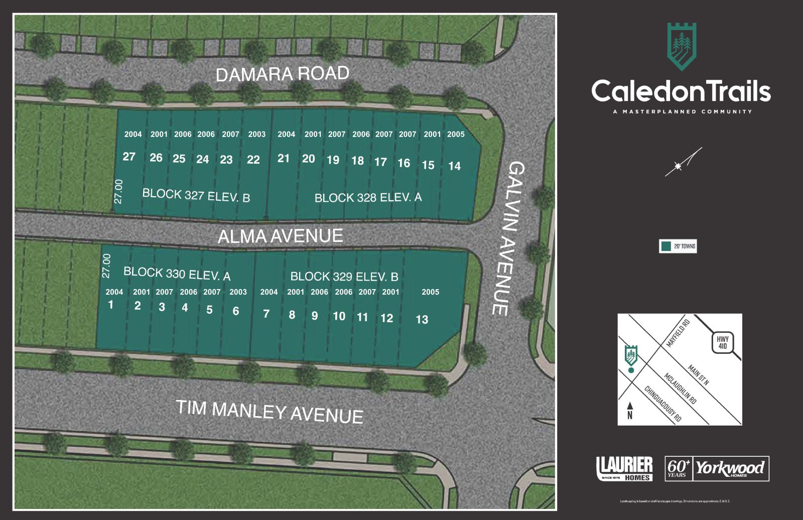 Caledon Trails Rear Lane Townhomes site plan