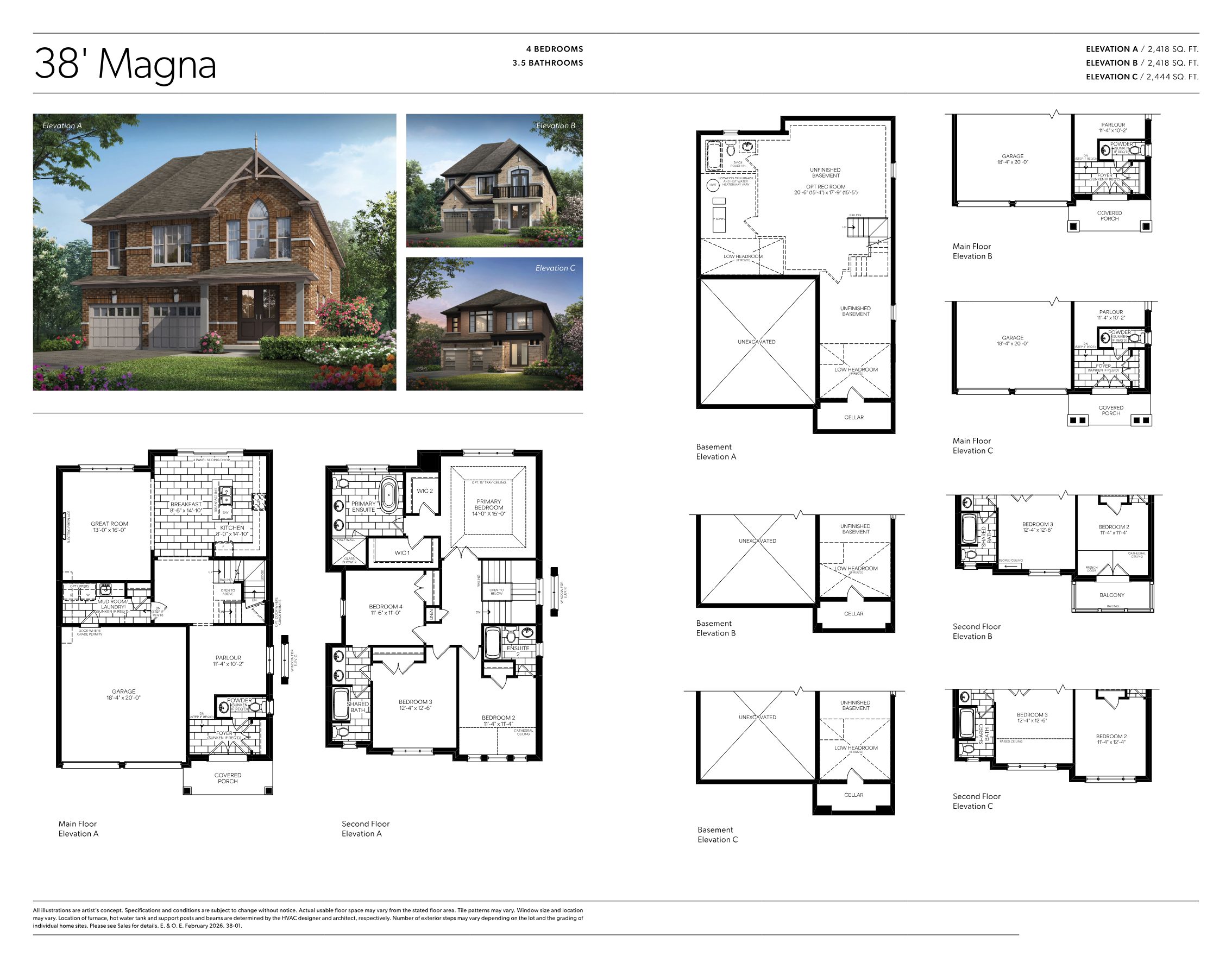 38 foot home floor plan and elevation