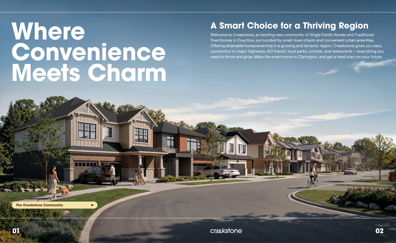 Rendering of the Creekstone community streetscape in Courtice