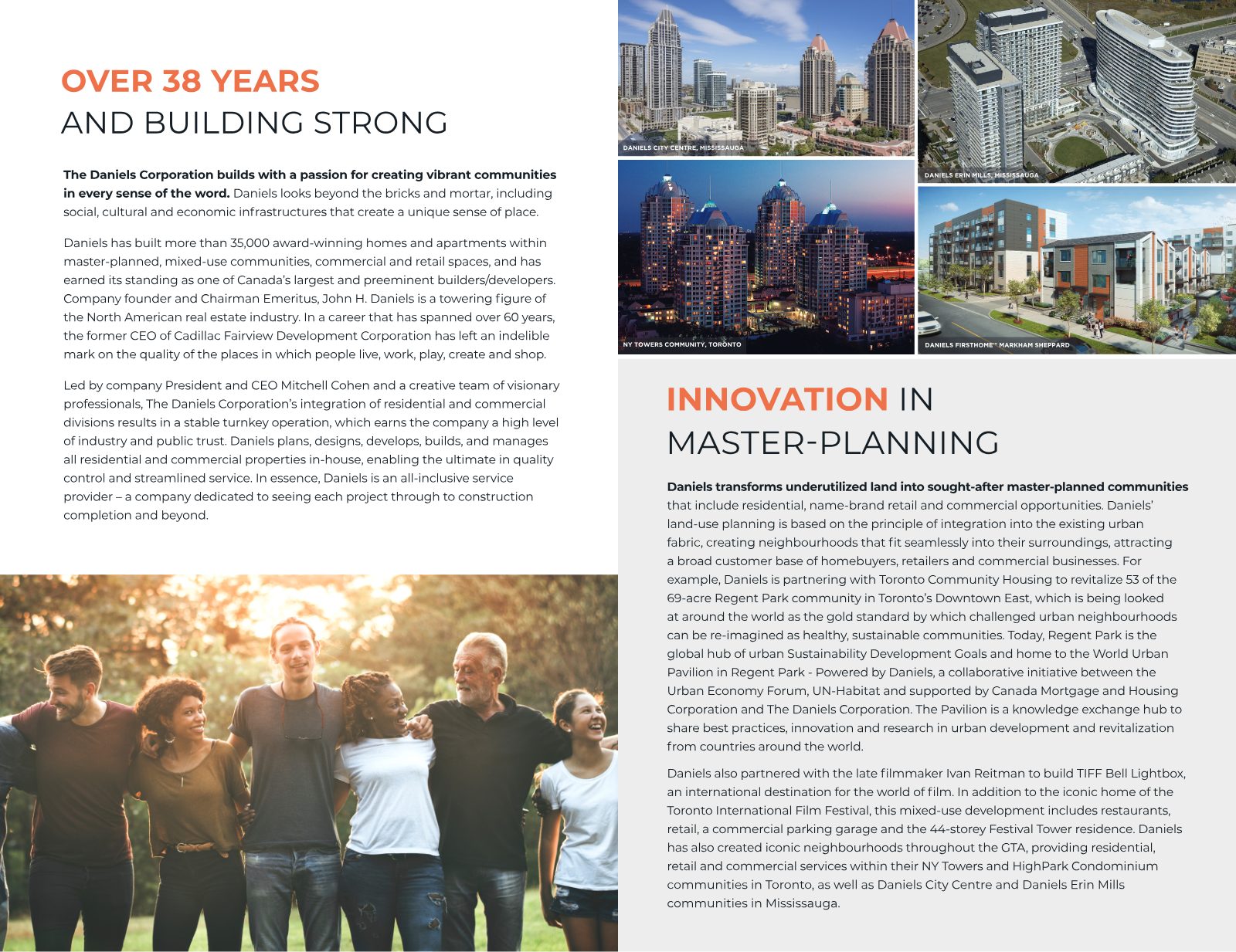 Daniels Corporation portfolio: Daniels City Centre, Daniels Erin Mills, NY Towers and master-planned communities