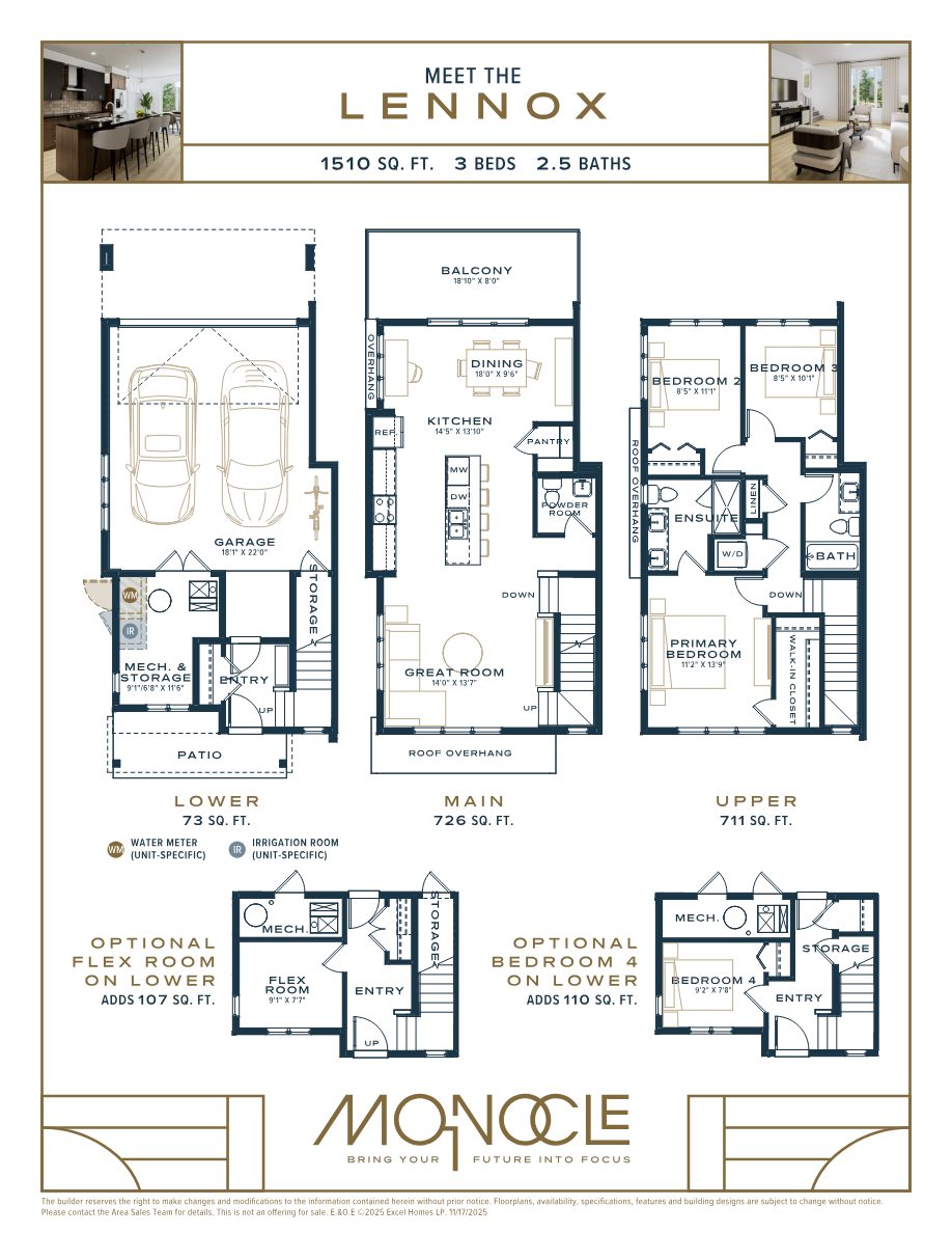 The Lennox floorplan — 1510 sq ft, 3 beds, 2.5 baths
