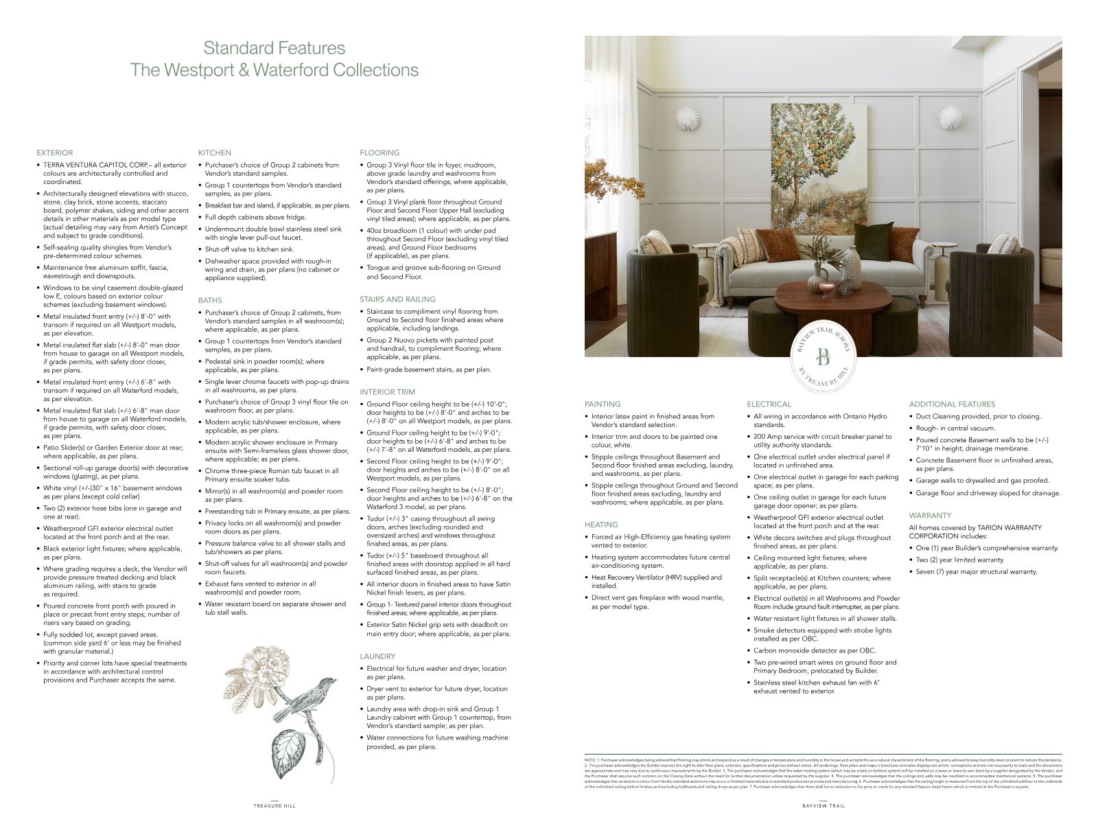 Bayview Trail features and finishes, page two