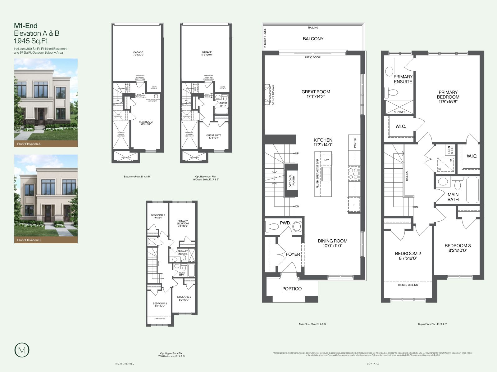 Montara M1-End floor plan, 1,945 sq ft