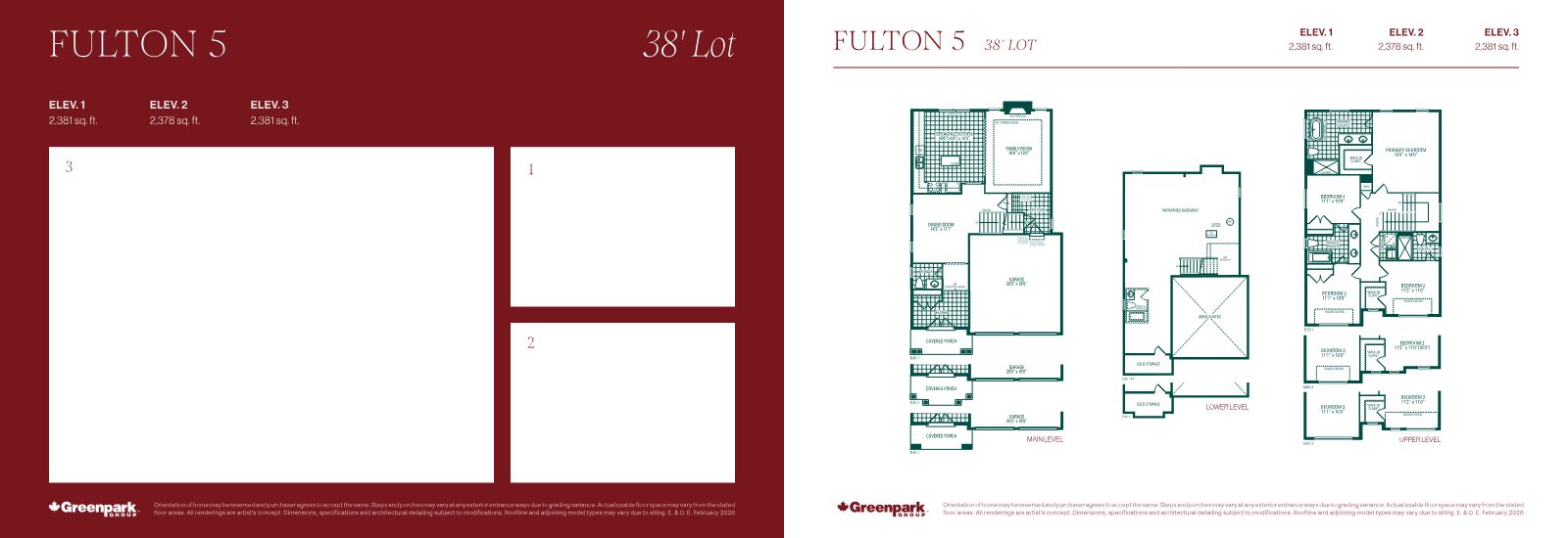 Garnet series exterior rendering on a 41-foot lot