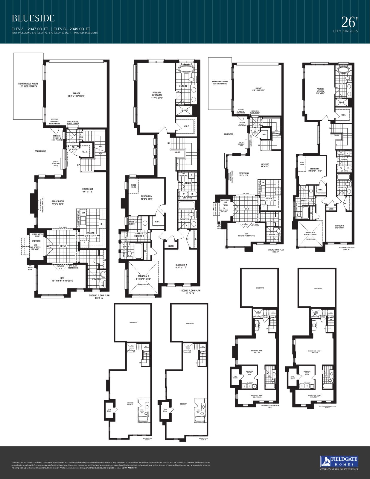 31 foot City Singles floor plan and elevation