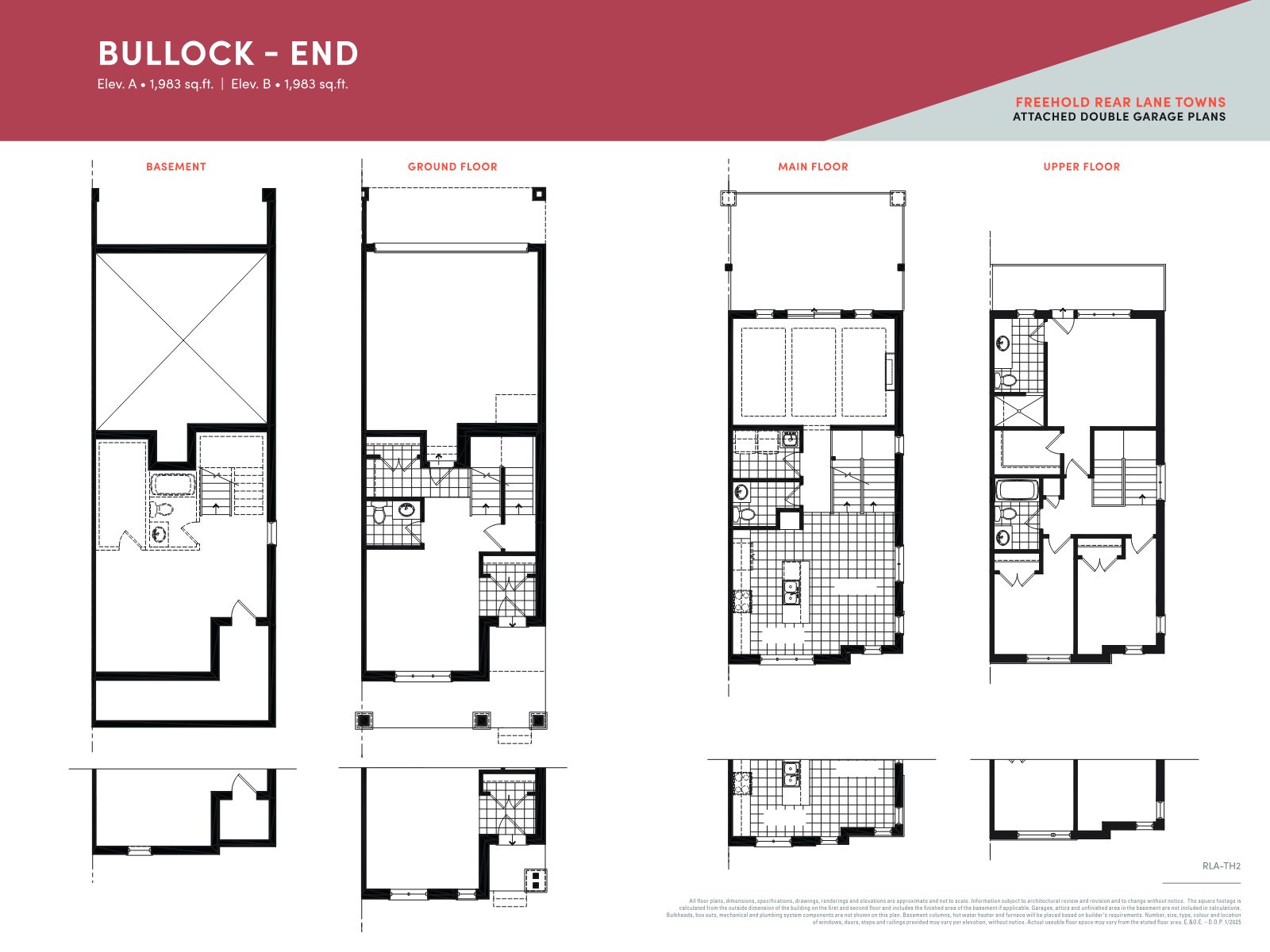 Bullock End floor plan, 1,983 sq.ft., attached double garage end unit