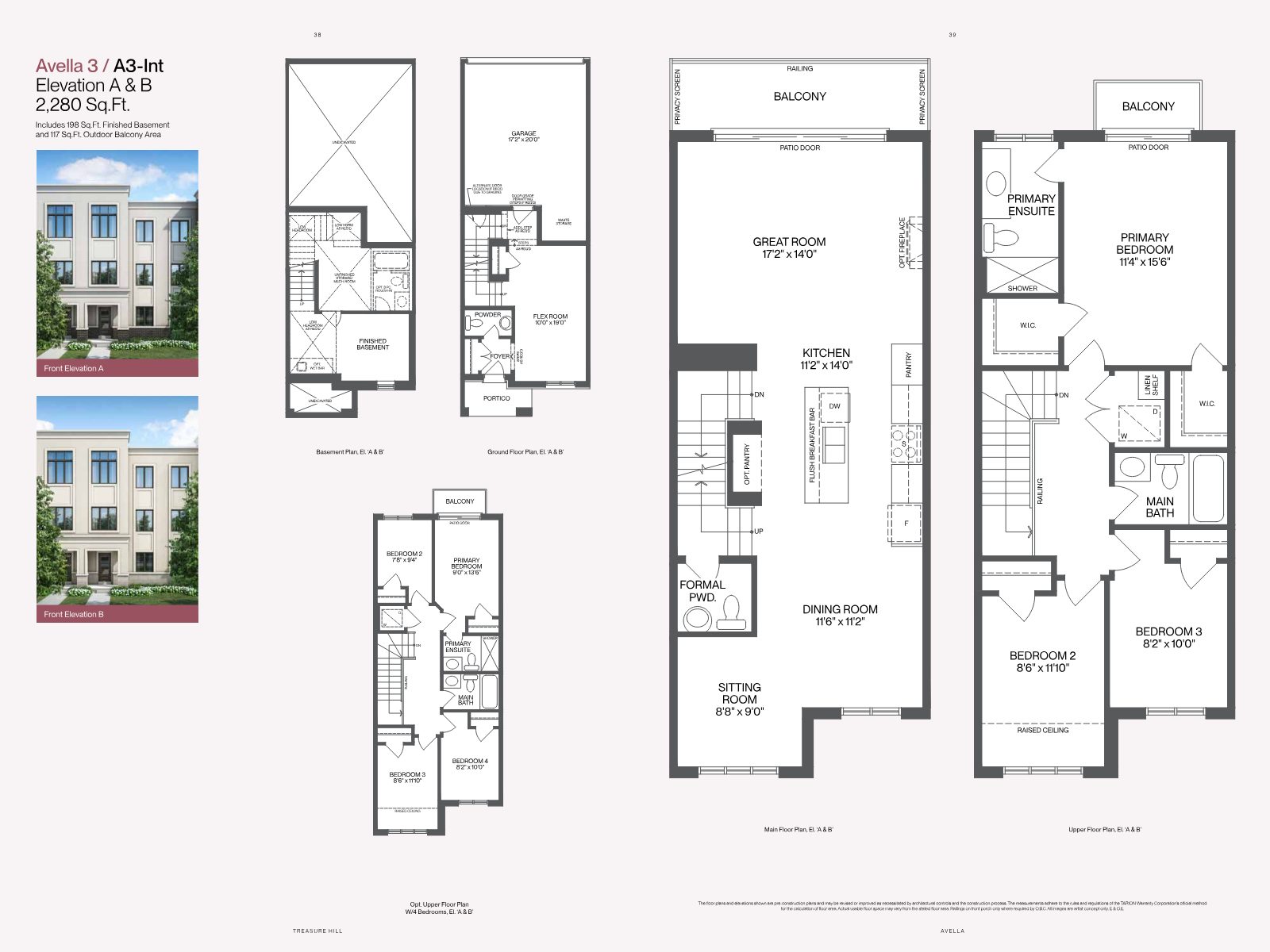 Avella 3 floor plan, 2,280 sq ft