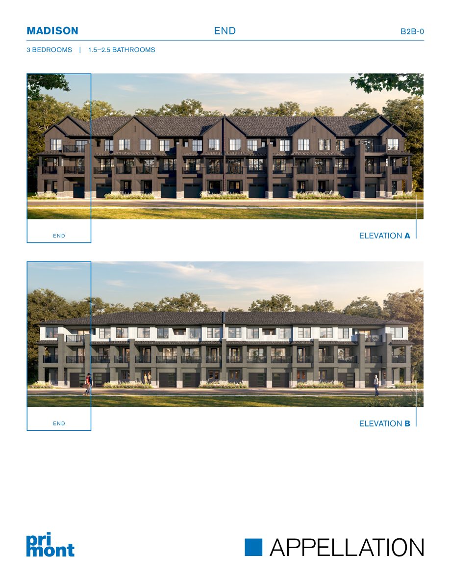 Modern townhome elevation at Appellation