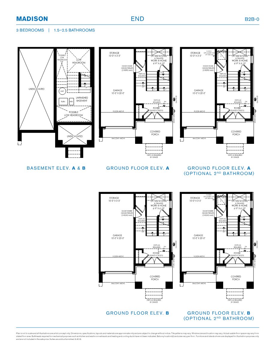 Madison End basement and ground floor plans