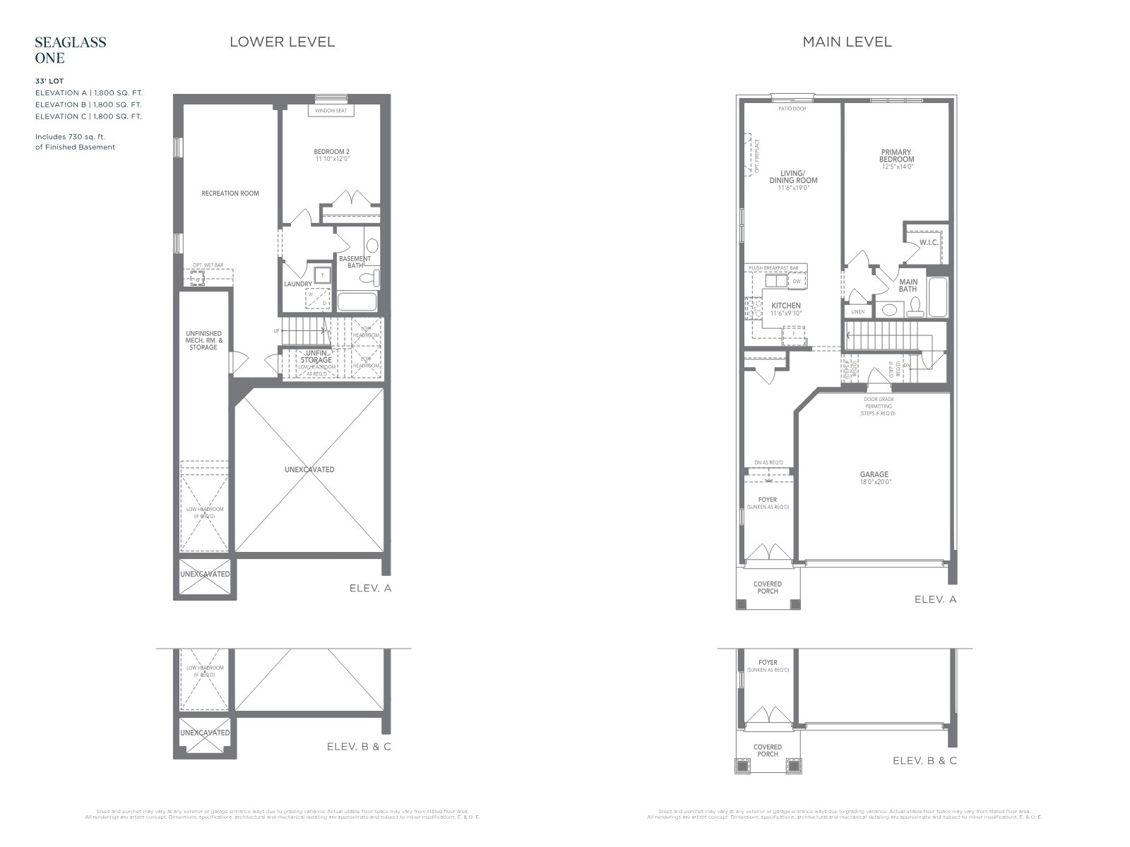 Additional Seaglass Collection plan sheet for 33-foot detached homes at Orchard South
