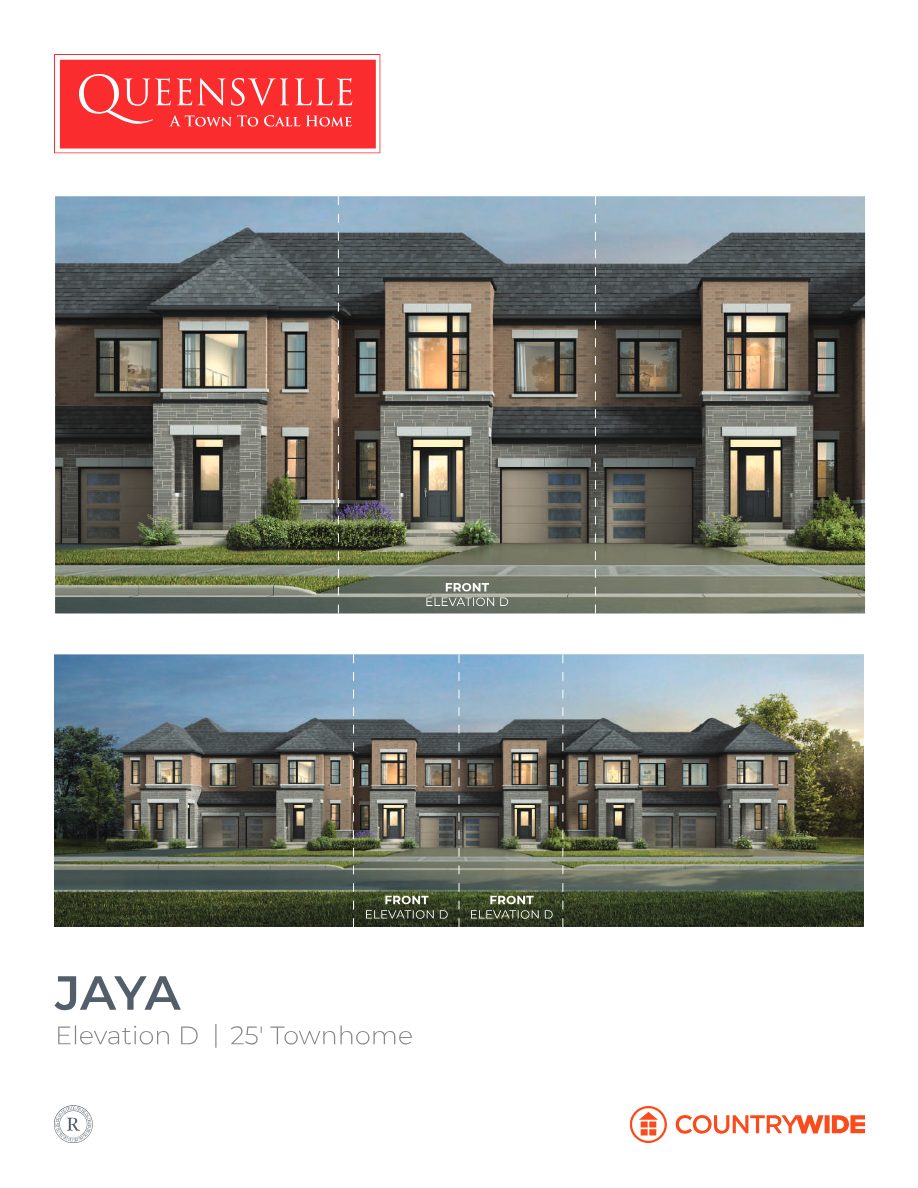Rendering of the Jaya 25-foot freehold townhomes, Elevation D, at Queensville by 