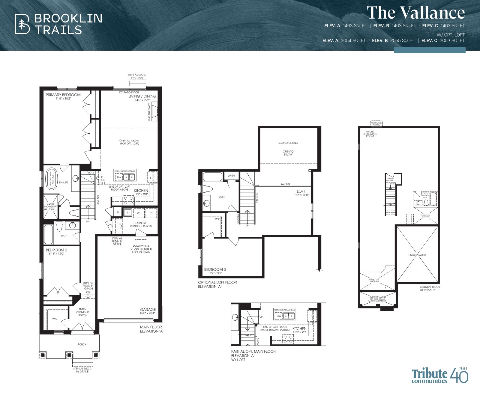 Brooklin Trails bungalow collection floor plan page