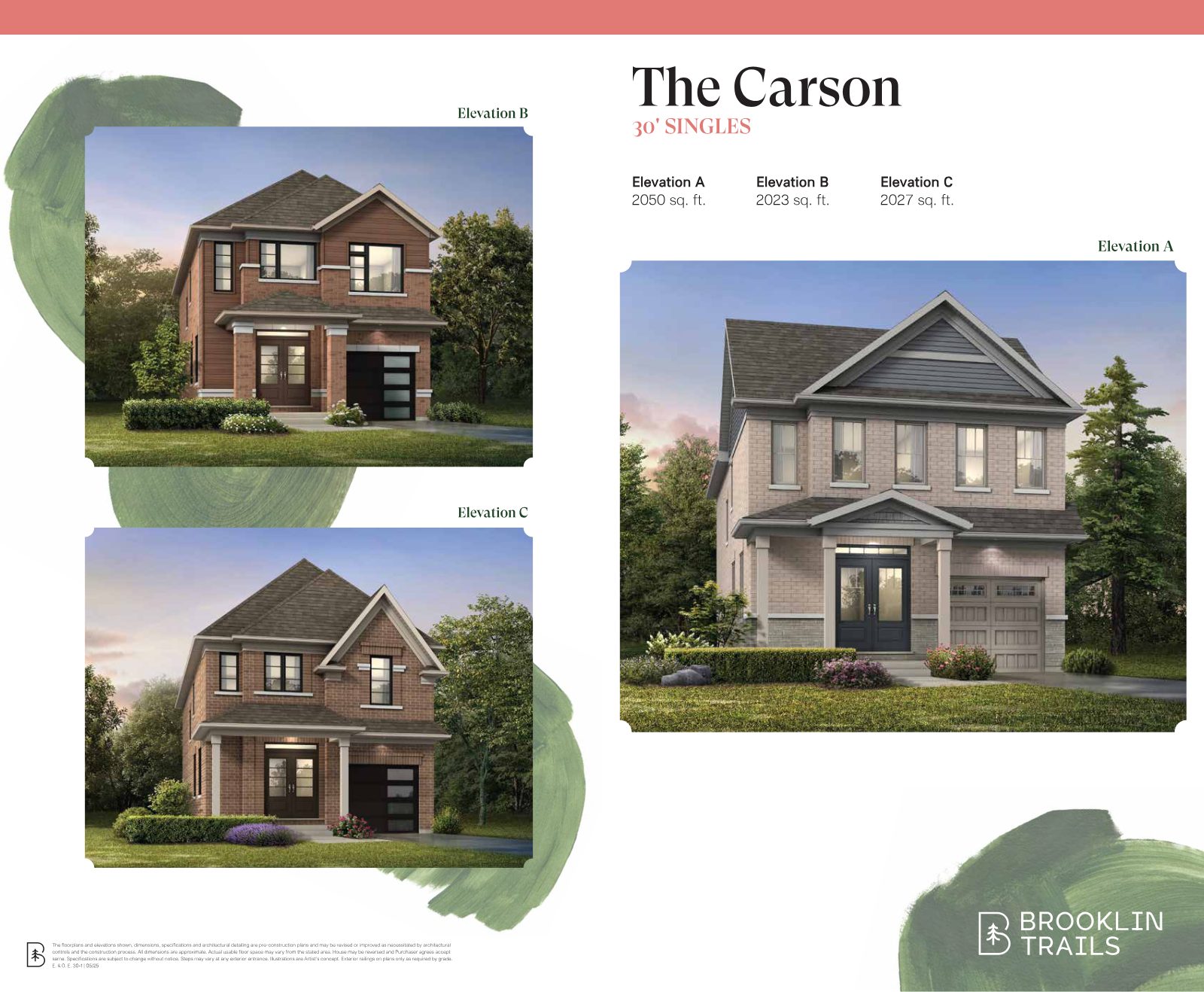 The Carson 30-foot single — artist's renderings of Elevations A, B and C