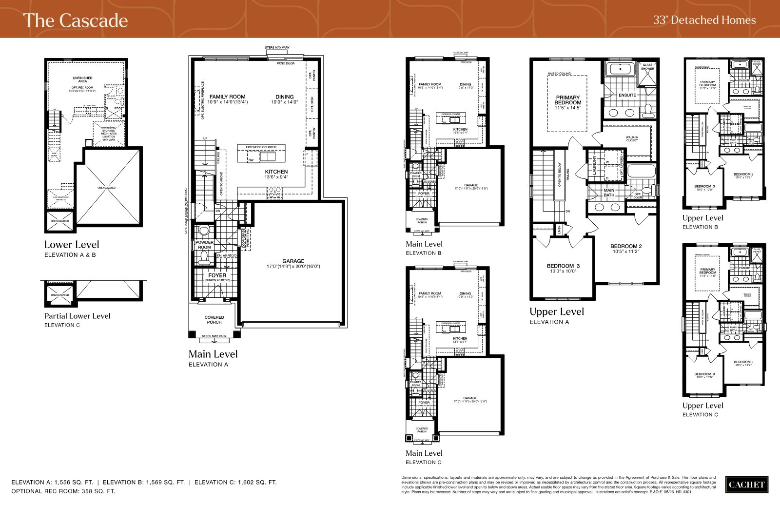 The Cascade 33-foot detached home floor plans
