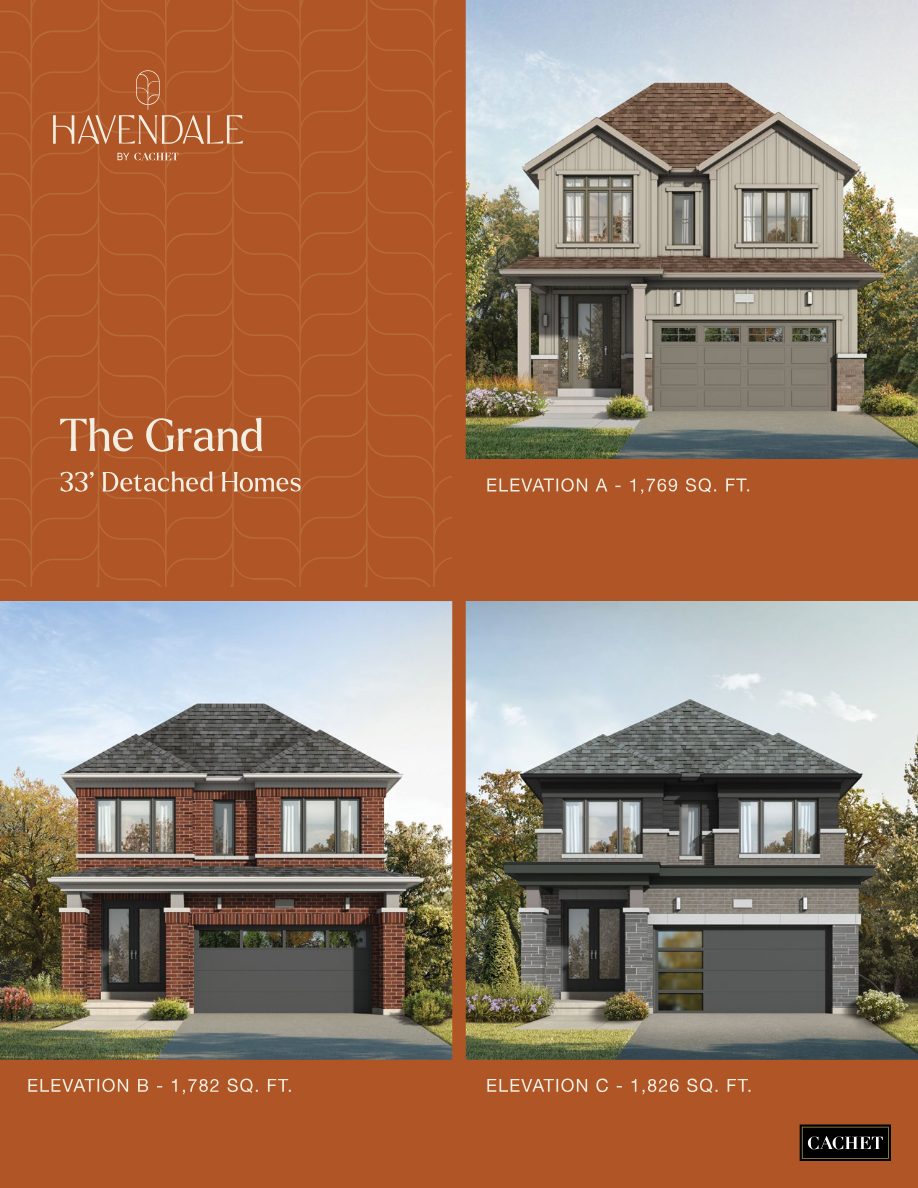 The Grand 33-foot detached home elevations