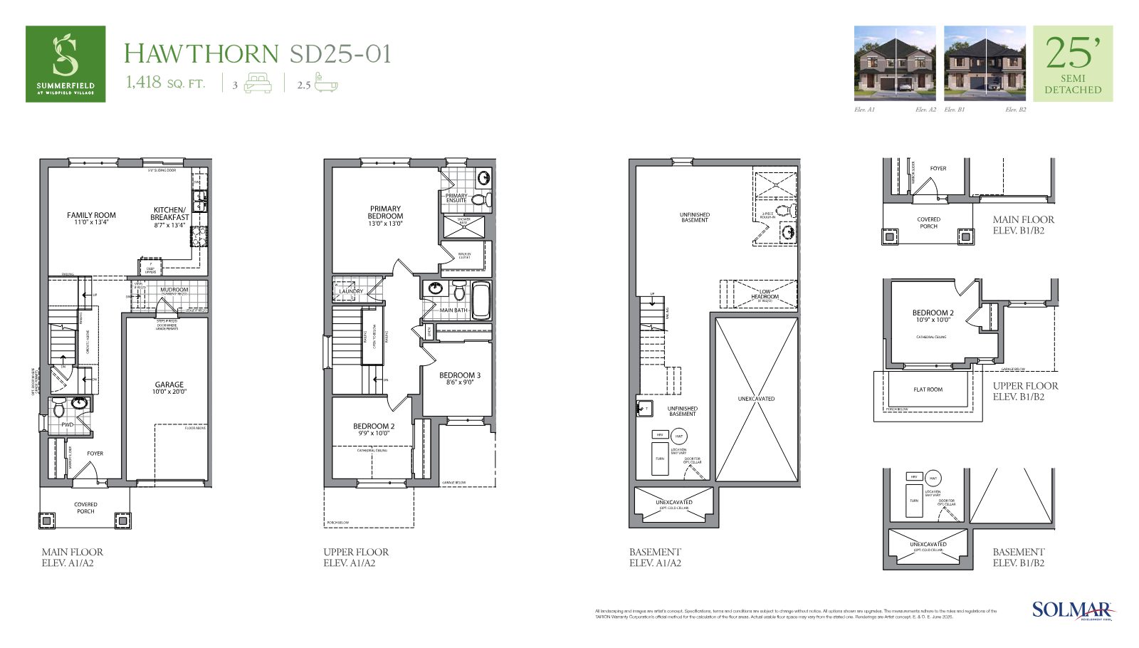 25' semi-detached home floor plan at Summerfield
