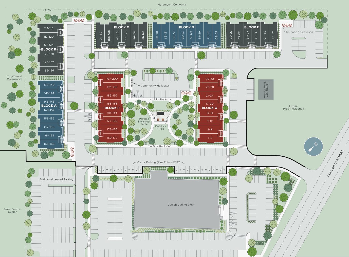 Northside Guelph community site plan showing all blocks and amenities