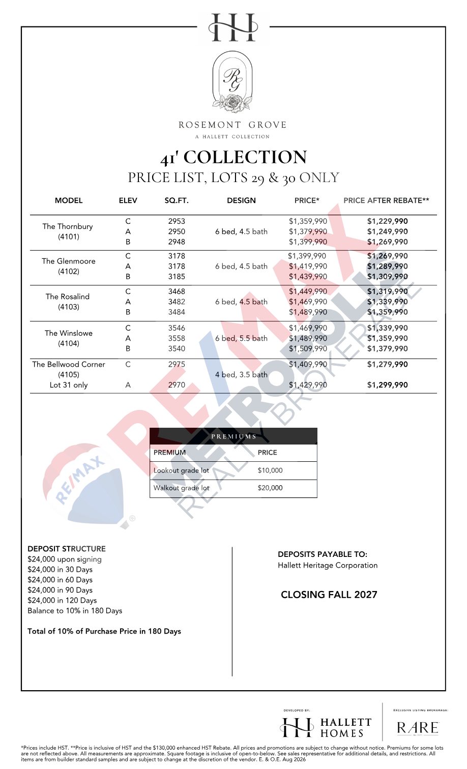 41-foot Collection price list preview