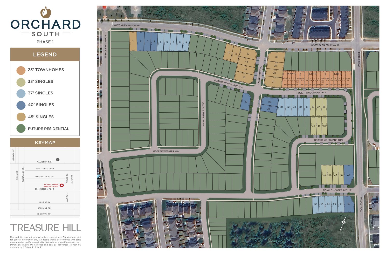 Orchard South Phase 1 site plan showing lot layout