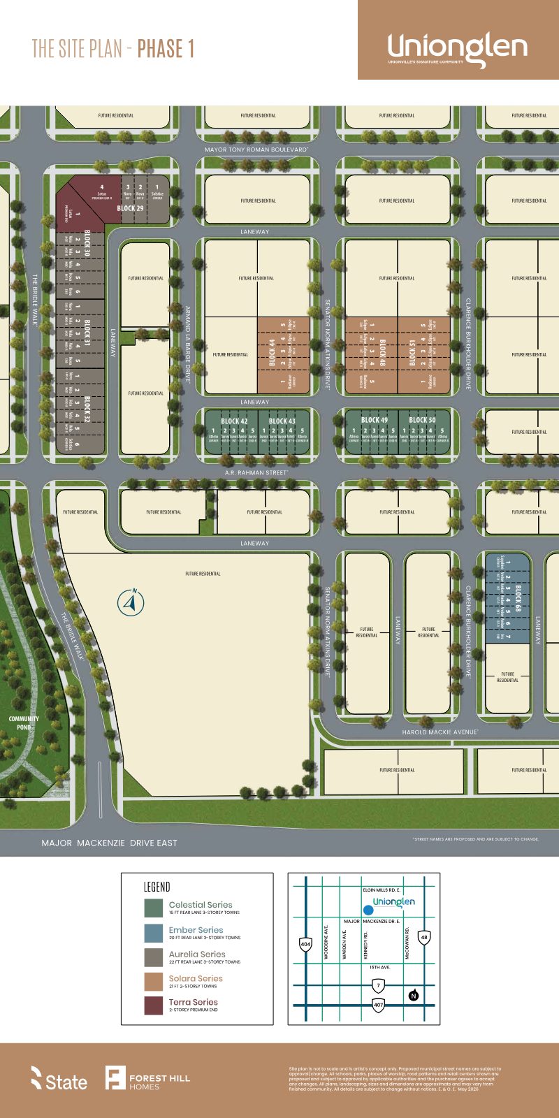 Unionglen site plan showing the master-planned community layout